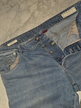 Brunello Cucinelli Light Blue Skinny Men's Jeans with Button Fly